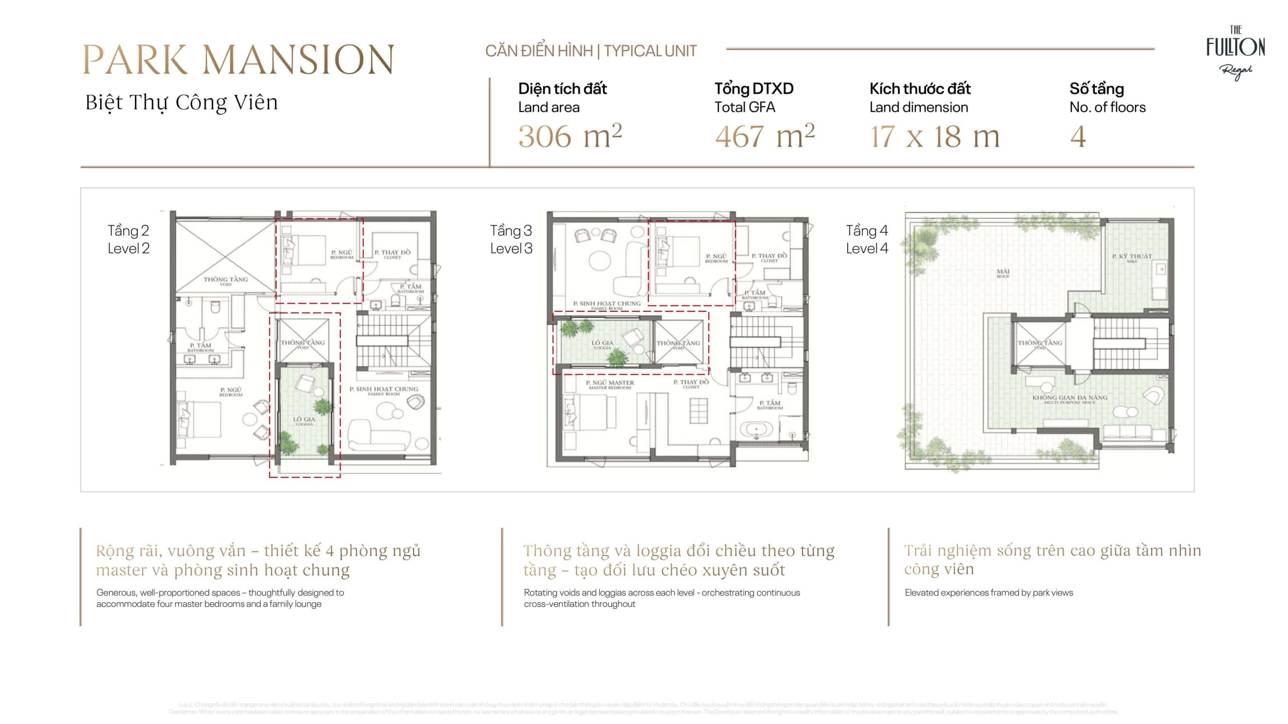 Layout thiết kế biệt thự công viên Regal East - Tầng 2,,3,4