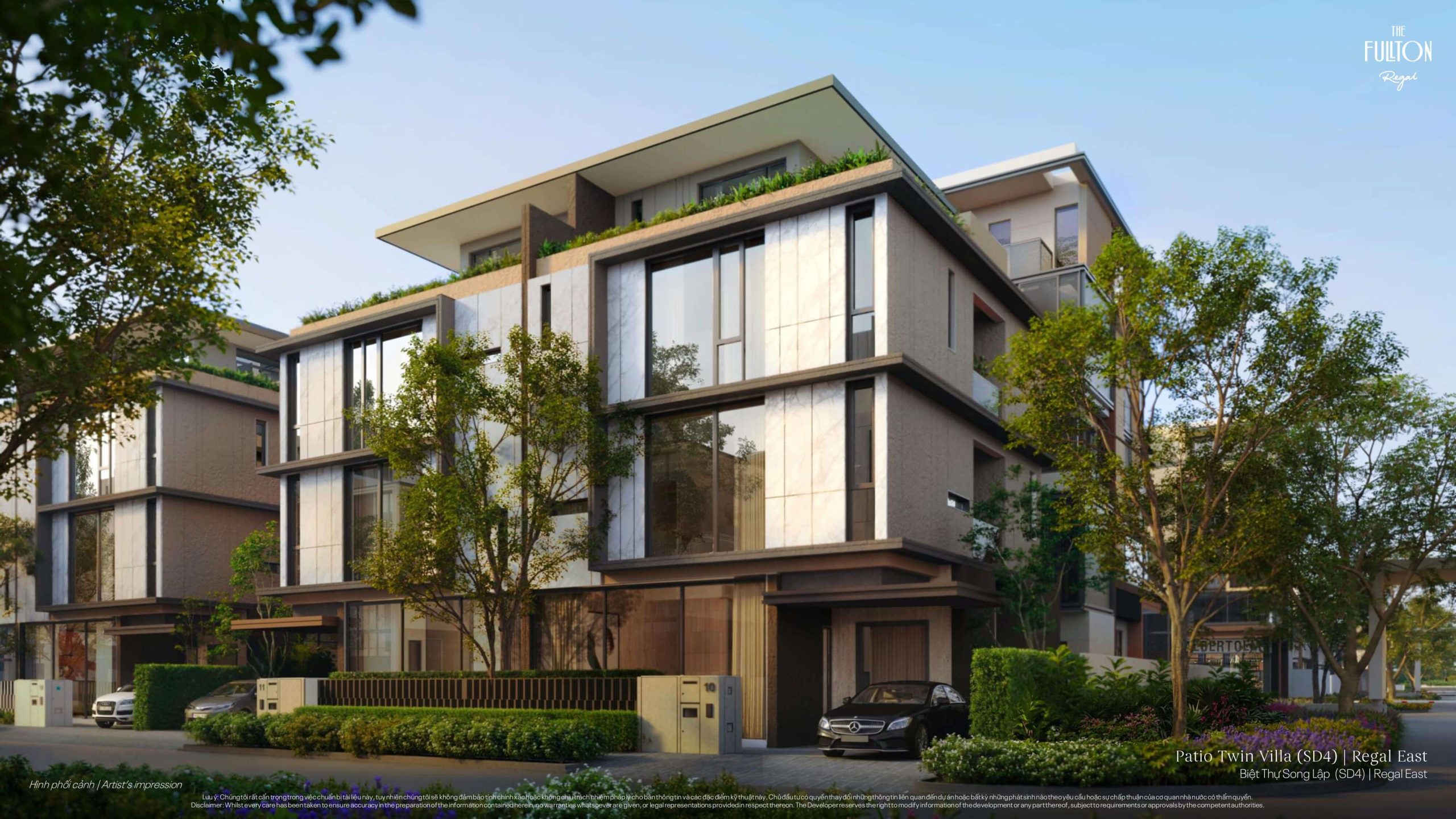 Patio Twin Villa – Biệt Thự Song Lập Chuẩn Singapore Cân Bằng Giữa Riêng Tư Và Kết Nối 1 Phối cảnh biệt thự song lập Patio Twin Villa tại The Fullton Regal