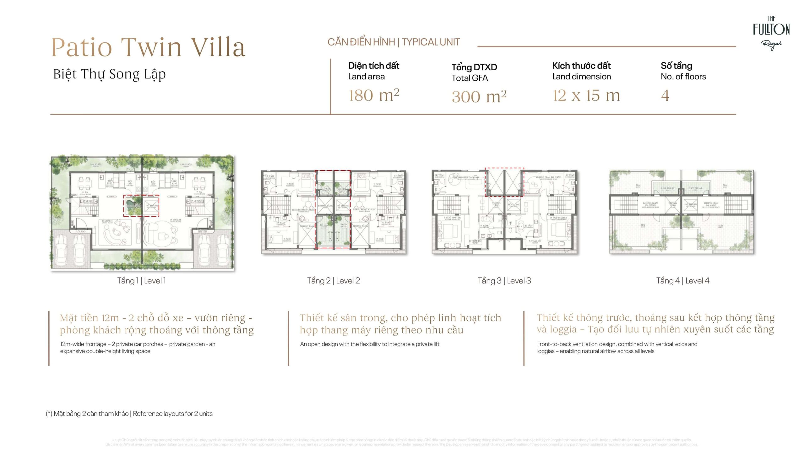 Patio Twin Villa – Biệt Thự Song Lập Chuẩn Singapore Cân Bằng Giữa Riêng Tư Và Kết Nối 4 layout thiết kế biệt thự patio twin villa tại the fullton regal