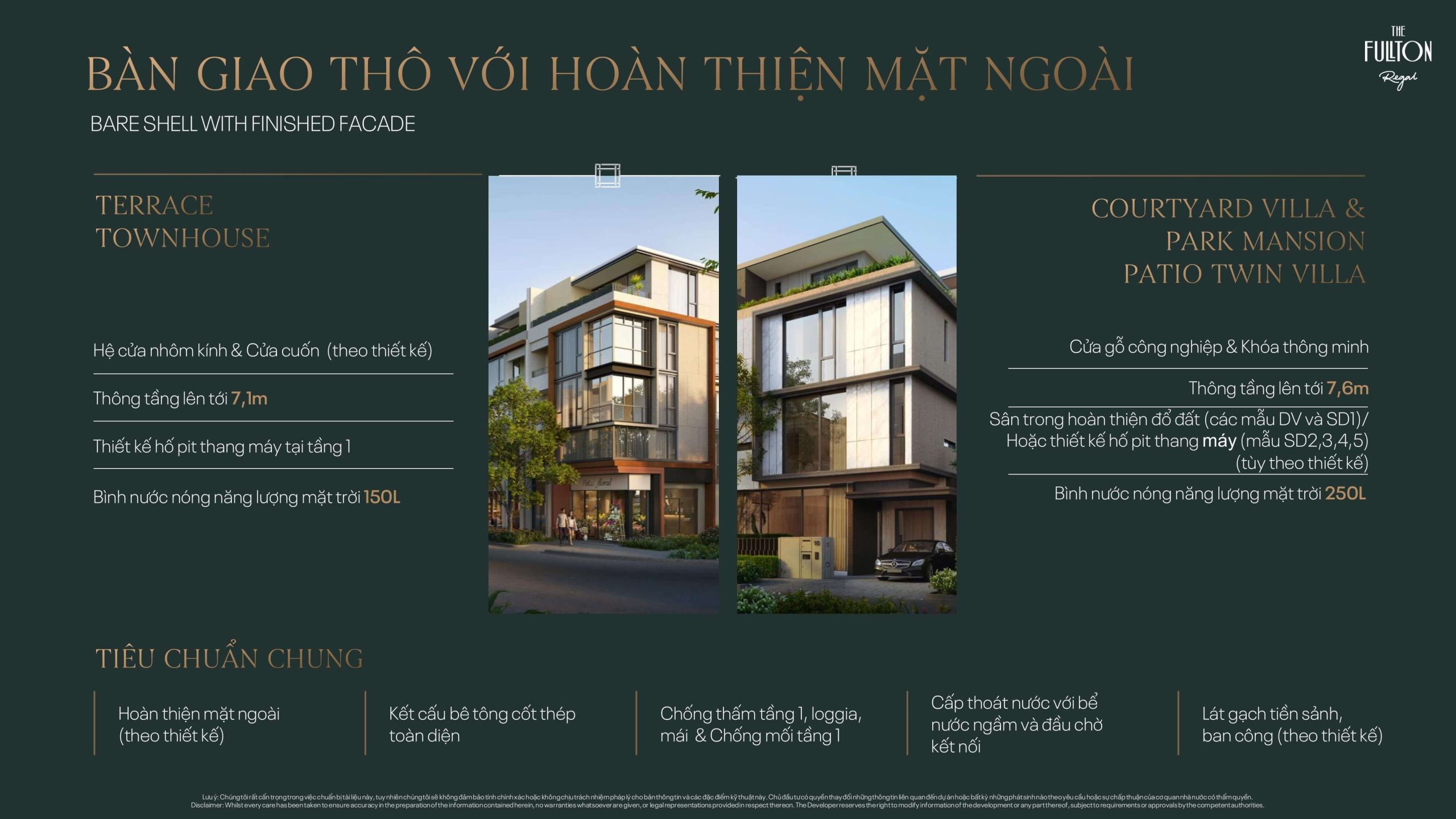 Tiêu chuẩn bàn giao nhà tại The Fullton Regal