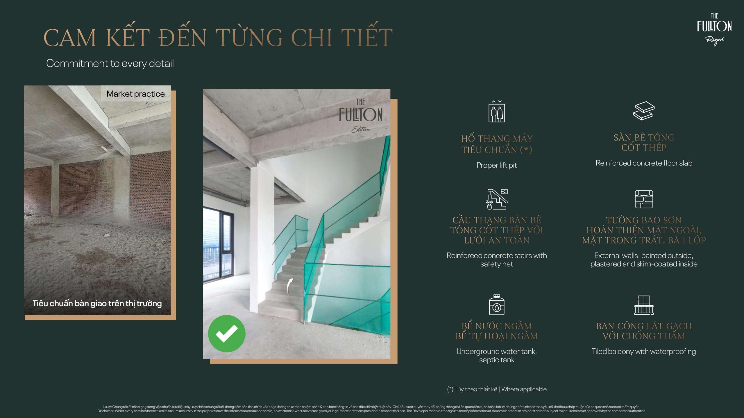 Vật liệu được bàn giao bên trong nhà The Fullton Regal